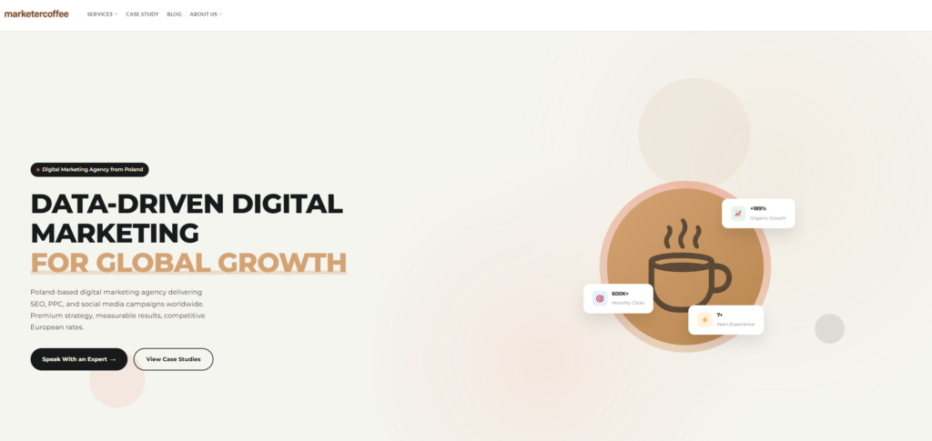 marketer coffee homepage