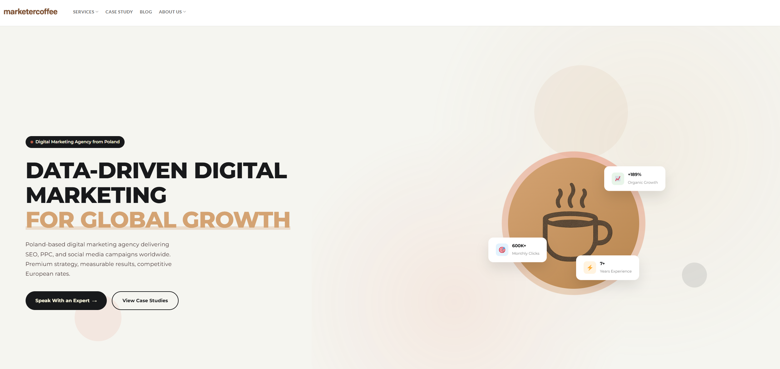 marketer coffee homepage