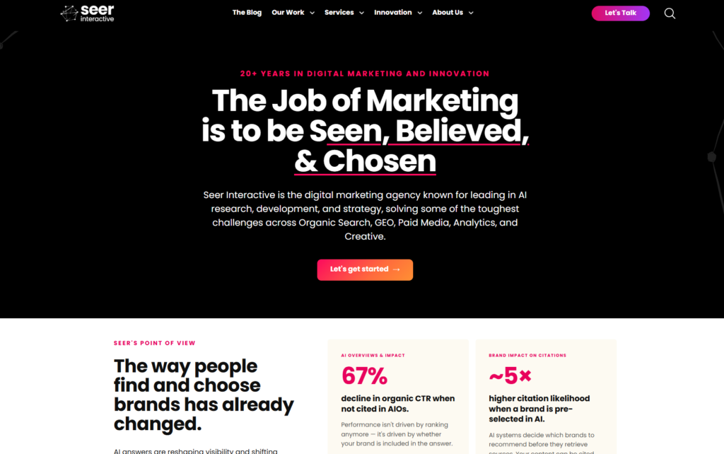 seer interactive homepage