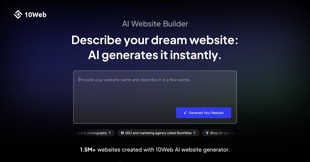 10Web AI website builder for WordPress